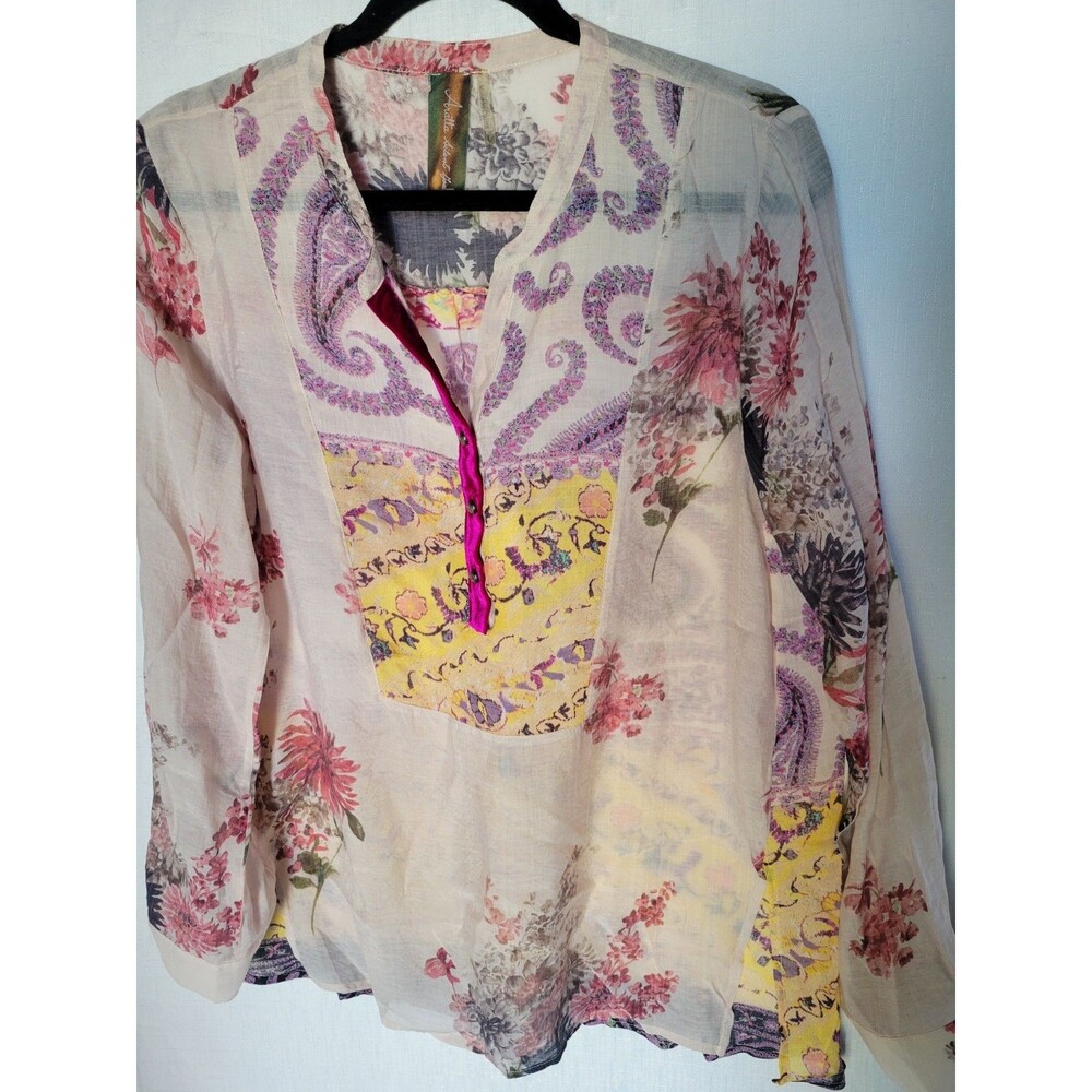 Aratta Silent Journey Size L Heart Beat Blouse Tunic Floral Boho - Picture 8 of 9
